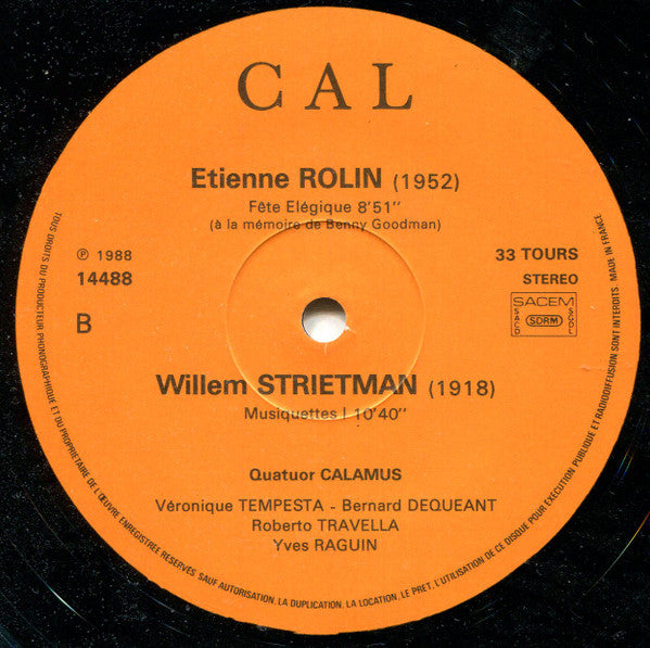 Calamus - Quatuor De Clarinettes : Musique Du 20e Siècle (LP, Album)