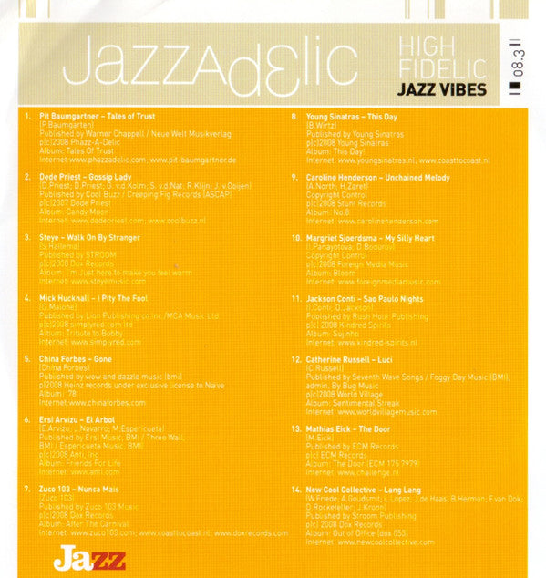 Various : Jazzadelic 08.3 High-Fidelic Jazz Vibes (CD, Comp, Promo)