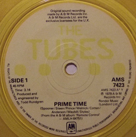 The Tubes : Prime Time (7", Single, Yel)