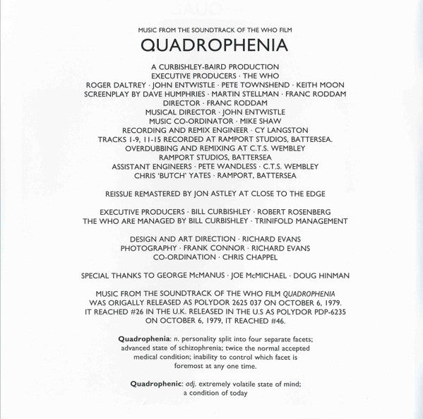 Various : Quadrophenia (Music From The Soundtrack Of The Who Film) (CD, Comp, RE, RM, RP)