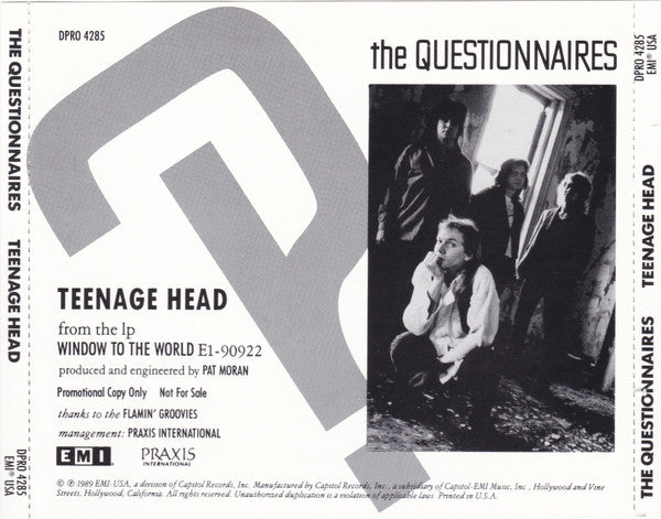 Questionnaires : Teenage Head (CD, Single, Promo)