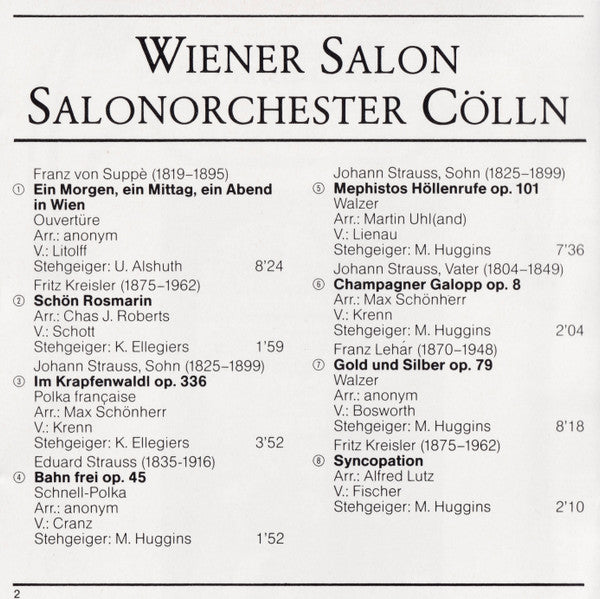 Das Salonorchester Cölln : Wiener Salon (CD, Album)