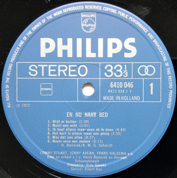 Annie M.G. Schmidt, Harry Bannink, Conny Stuart, Frans Halsema, Jenny Arean : En Nu Naar Bed (LP, Album)