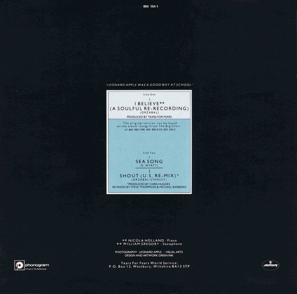 Tears For Fears : I Believe (A Soulful Re-Recording) (12", EP)