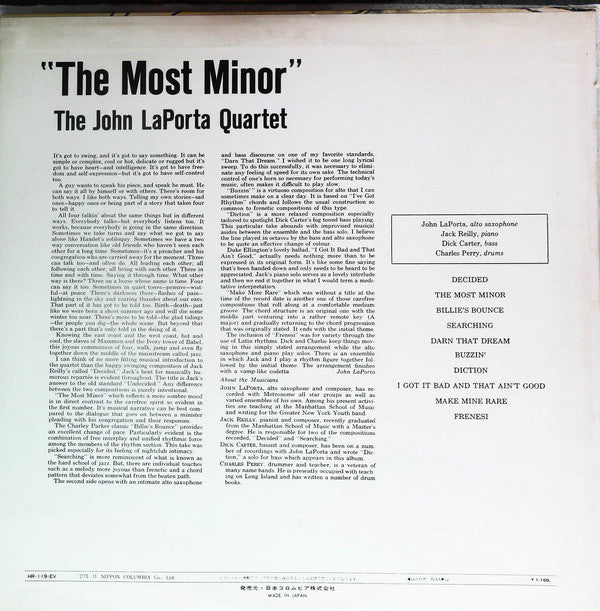 The John LaPorta Quartet : The Most Minor (LP, Album, RE)