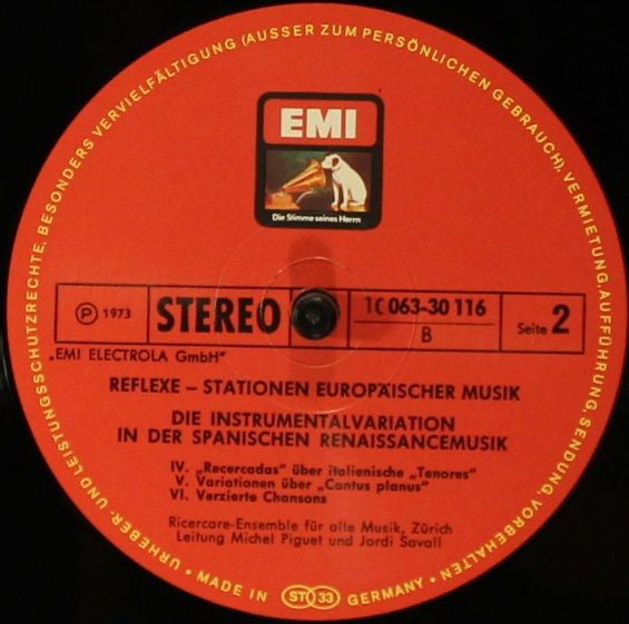 Ricercare-Ensemble Für Alte Musik, Zürich, Michel Piguet Und Jordi Savall : Die Instrumentalvariation In Der Spanischen Renaissancemusik (LP)