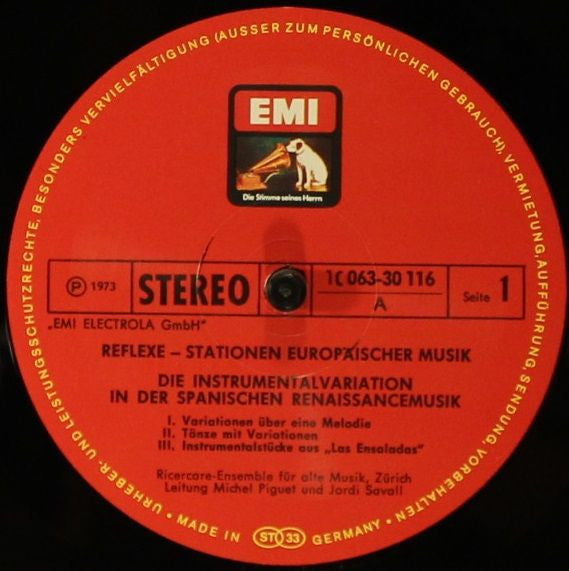 Ricercare-Ensemble Für Alte Musik, Zürich, Michel Piguet Und Jordi Savall : Die Instrumentalvariation In Der Spanischen Renaissancemusik (LP)