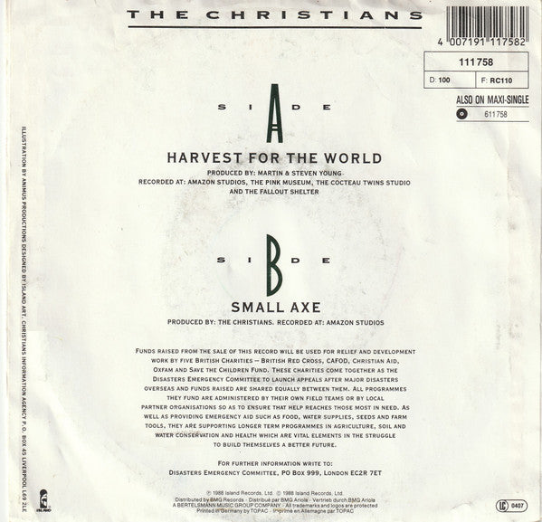 The Christians : Harvest For The World (7", Single)