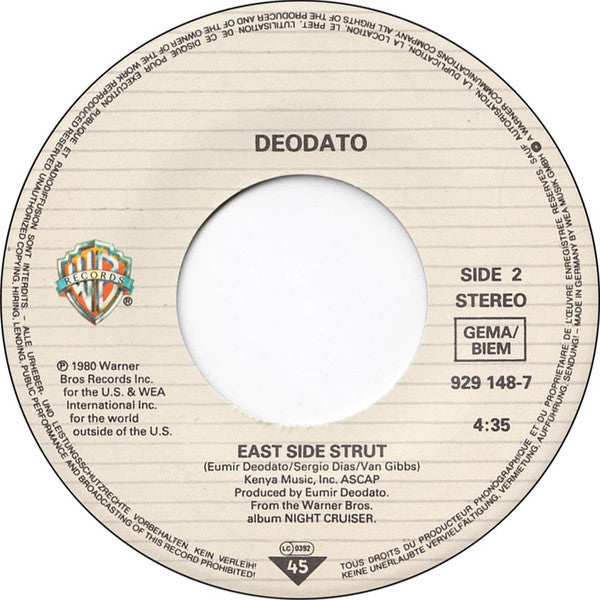 Eumir Deodato : S.O.S. Fire In The Sky (7", Single)