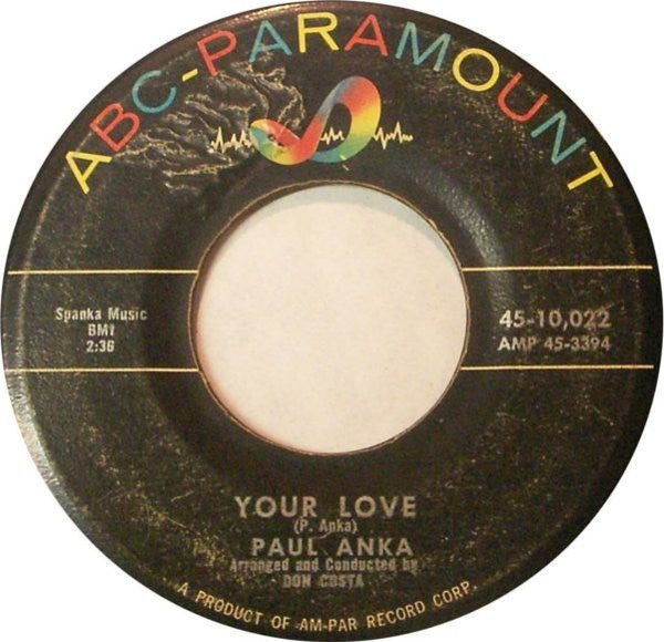 Paul Anka : Lonely Boy / Your Love (7")