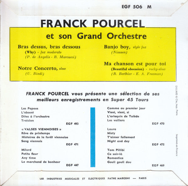 Franck Pourcel Et Son Grand Orchestre : Finies Les Vacances... (7", EP)