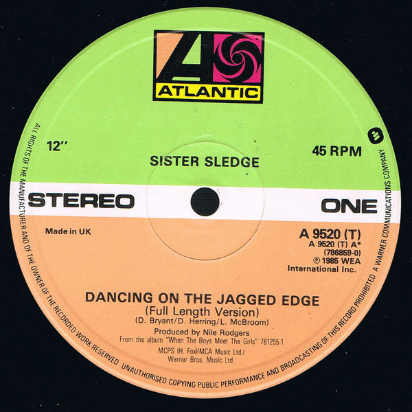 Sister Sledge : Dancing On The Jagged Edge (12", Single)