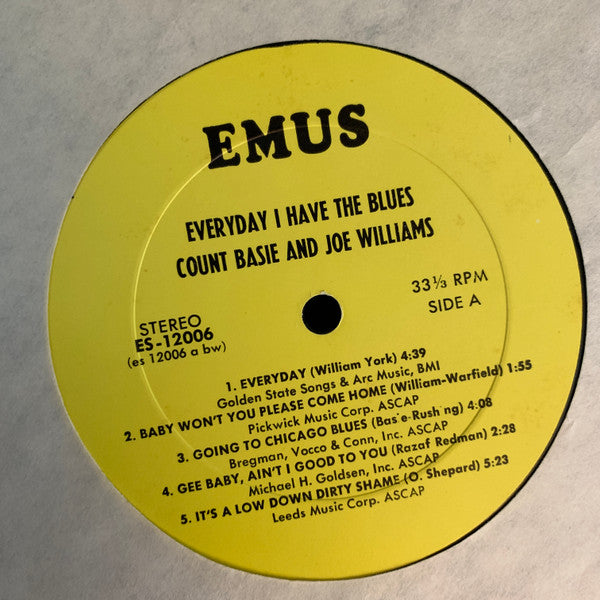 Joe Williams / Count Basie And His Orchestra* : Everyday I Have The Blues (LP, Album, RE)
