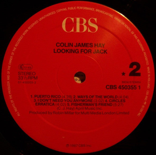 Colin James Hay* : Looking For Jack (LP, Album)