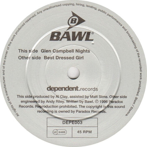 Bawl : Glen Campbell Nights (7", Single, Ltd, Num)