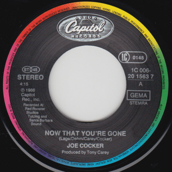 Joe Cocker : Now That You're Gone (7", Single)