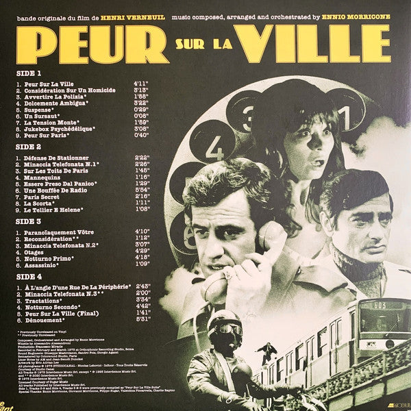 Ennio Morricone : Peur Sur La Ville (2xLP, Album, RSD, RE, RM, S/Edition)