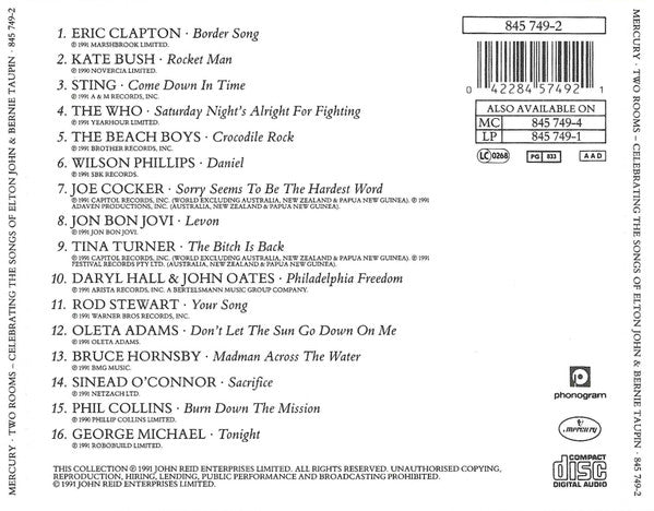 Various : Two Rooms - Celebrating The Songs Of Elton John & Bernie Taupin (CD, Album)