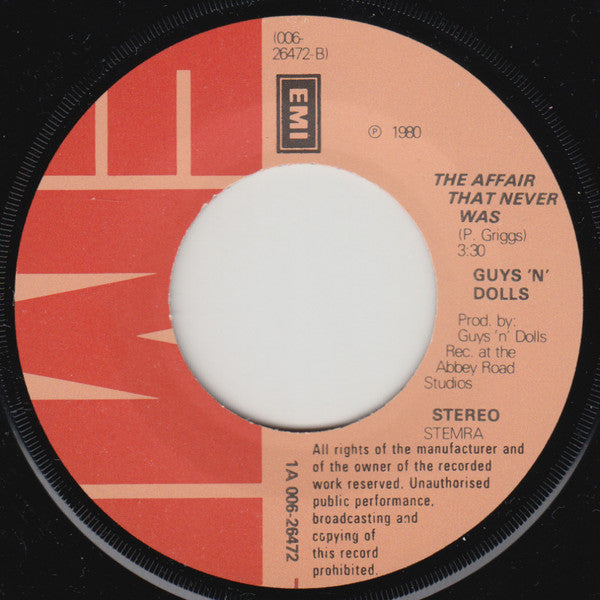 Guys 'n Dolls : Our Song (7", Single)