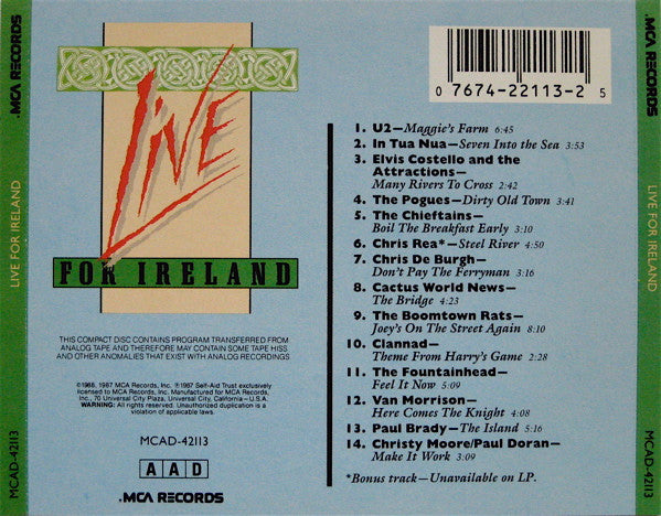 Various : Live For Ireland (CD)