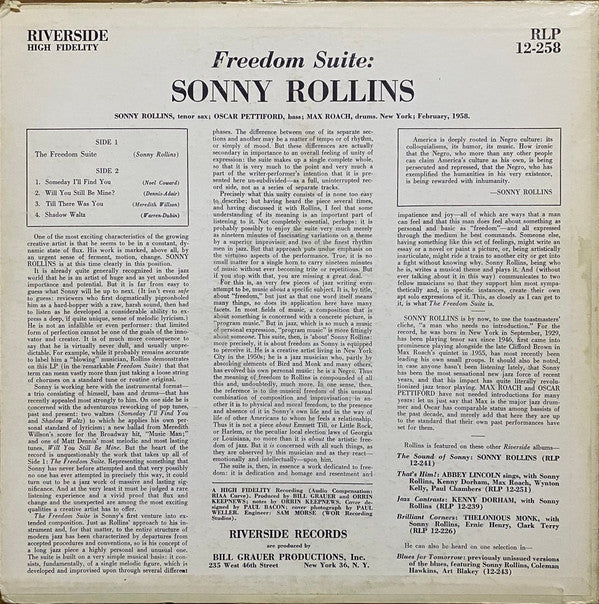 Sonny Rollins : Freedom Suite (LP, Album, Mono, RP)