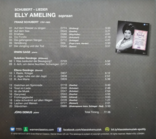 Elly Ameling, Franz Schubert : Icon - A Homage To The Geatest Recording Artists Of The Recent Past (CD, Album, Comp, Promo, RE, RM, Smplr)