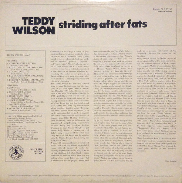 Teddy Wilson : Striding After Fats (LP, Album)