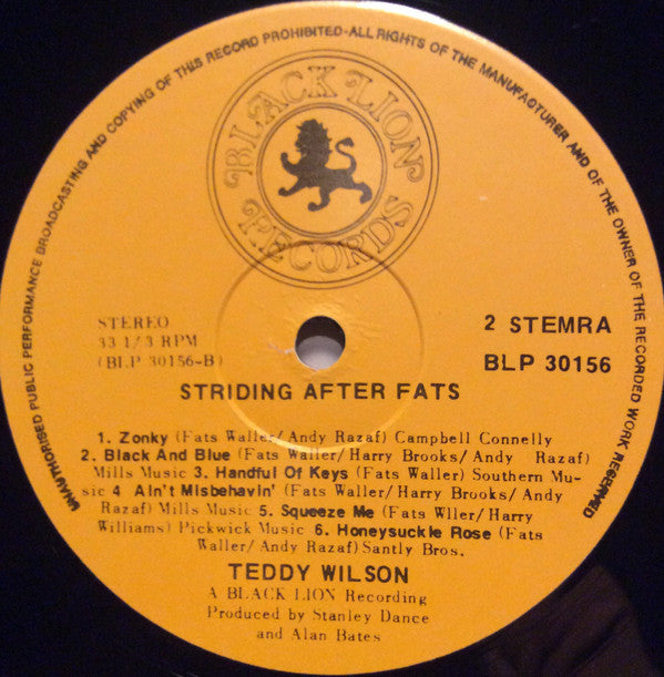 Teddy Wilson : Striding After Fats (LP, Album)