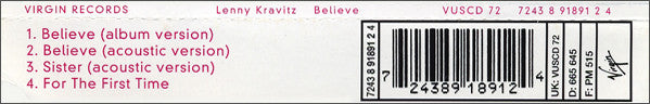 Lenny Kravitz : Believe (CD, Single)