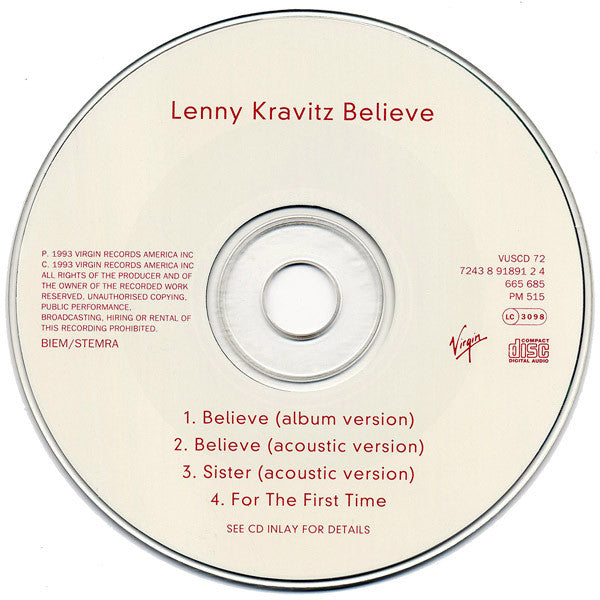 Lenny Kravitz : Believe (CD, Single)