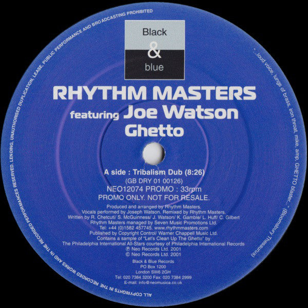 Rhythm Masters Featuring Joe Watson : Ghetto (2x12", Promo)