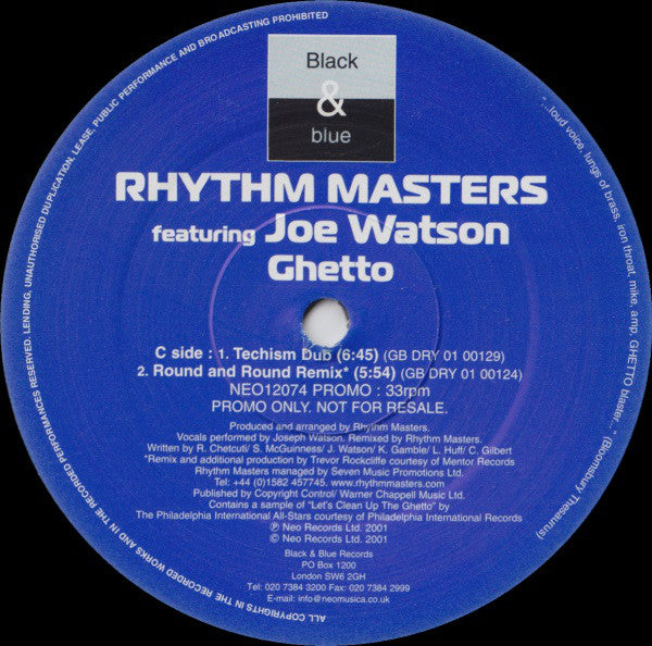 Rhythm Masters Featuring Joe Watson : Ghetto (2x12", Promo)