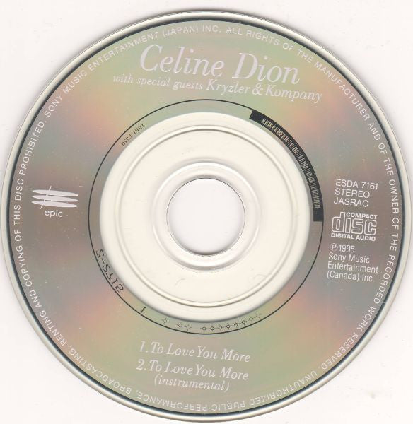 Céline Dion With Special Guests Kryzler & Kompany : To Love You More (CD, Mini, Single)