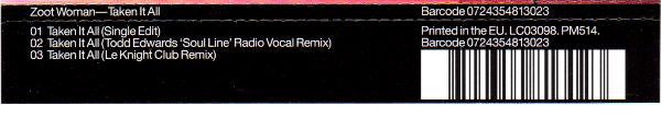 Zoot Woman : Taken It All (CD, Single, Copy Prot.)