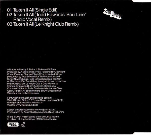 Zoot Woman : Taken It All (CD, Single, Copy Prot.)