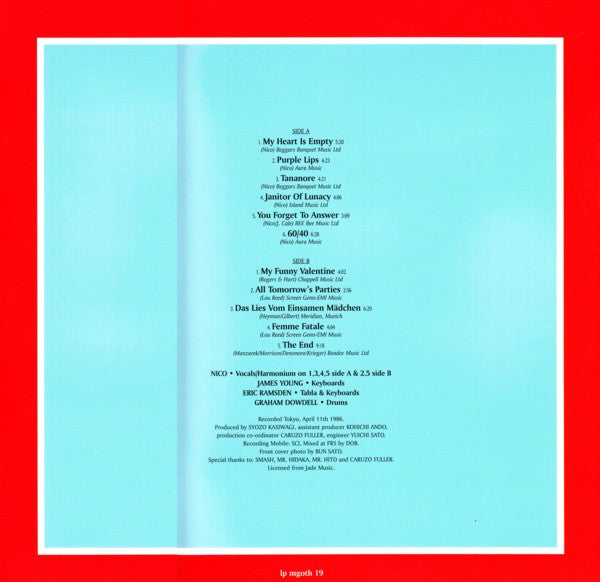 Nico (3) : Nico In Tokyo (LP, Album, RE)