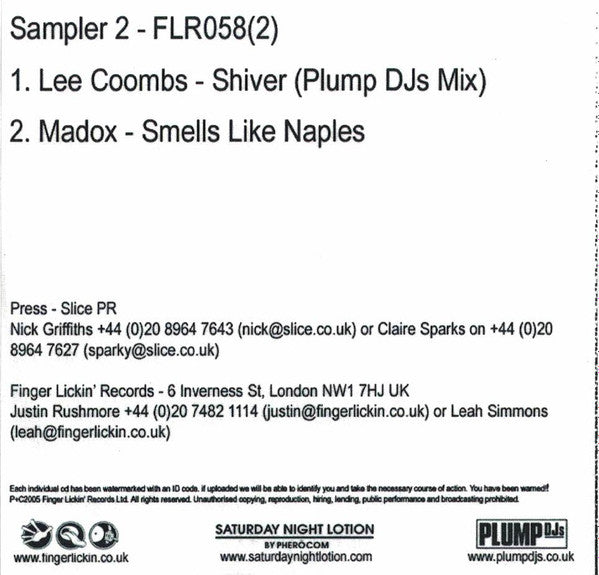 Lee Coombs / Madox : Saturday Night Lotion (Album Sampler Part 2) (CDr, Promo, Smplr)