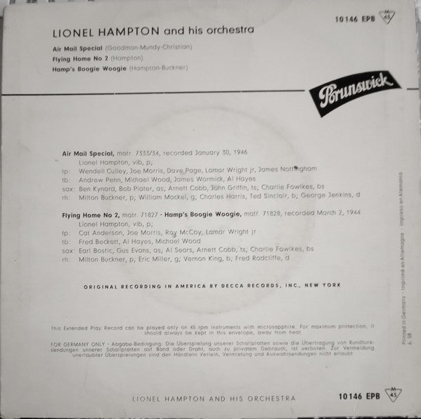 Lionel Hampton And His Orchestra : Air Mail Special (7", EP, Mono)