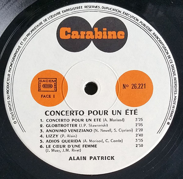 Alain Patrick : Concerto Pour Un Eté (LP, S/Edition)