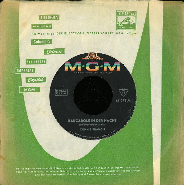 Connie Francis : Barcarole In Der Nacht (7", Single, Mono)