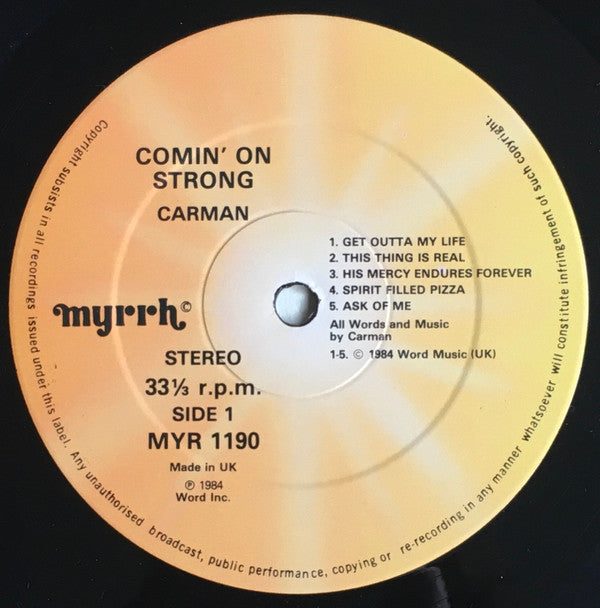 Carman : Comin' On Strong (LP, Album)