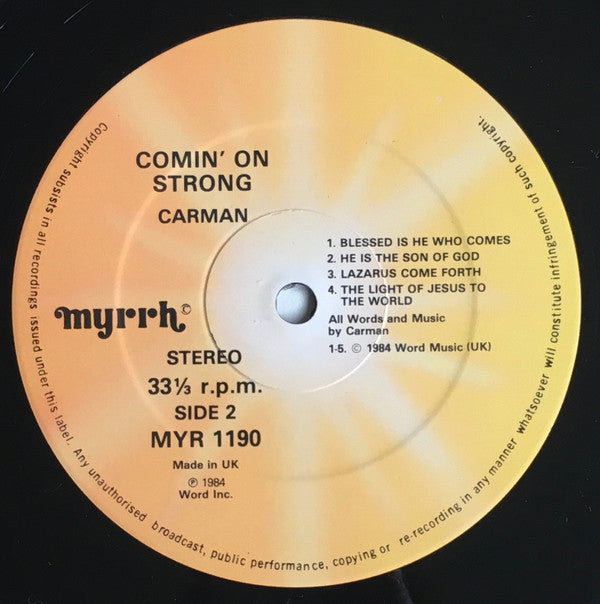 Carman : Comin' On Strong (LP, Album)