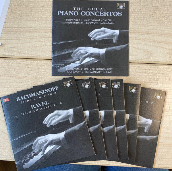 Ludwig van Beethoven, Frédéric Chopin, Robert Schumann, Franz Liszt, Pyotr Ilyich Tchaikovsky, Sergei Vasilyevich Rachmaninoff, Maurice Ravel, Yevgeny Kissin, Hélène Grimaud, Emil Gilels, Nikolai Lugansky, Klára Würtz, Nelson Freire : The Great Piano Concertos (6xCD, Comp)