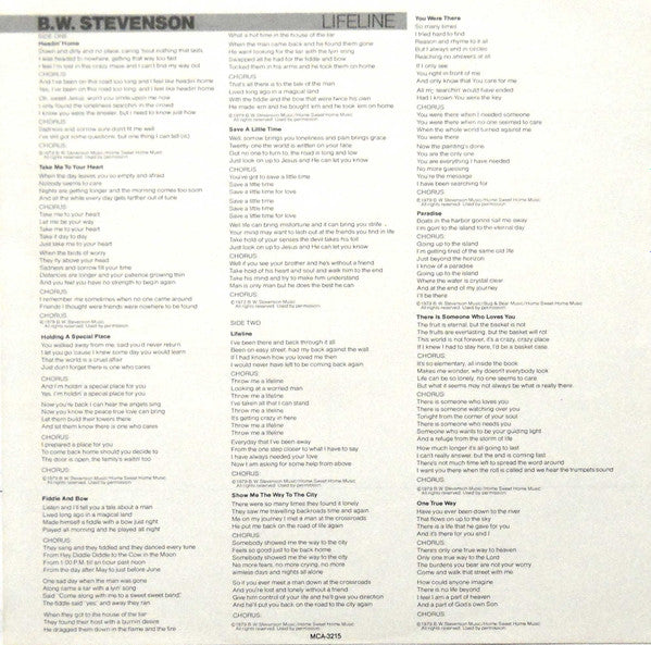 B.W. Stevenson : Lifeline (LP, Album)