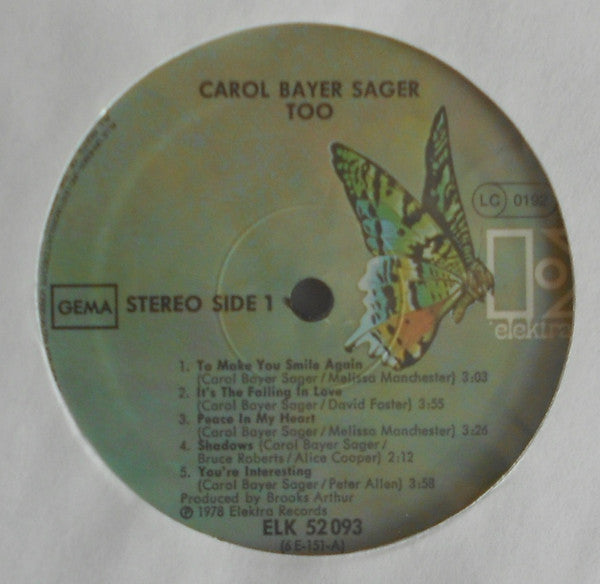 Carole Bayer Sager : ...Too (LP, Album)