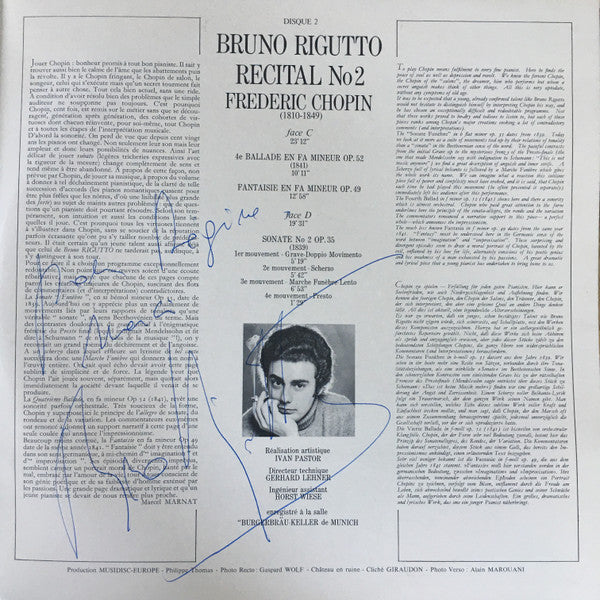 Bruno Rigutto, Frédéric Chopin, Franz Liszt : Bruno Rigutto - Récital (2xLP)