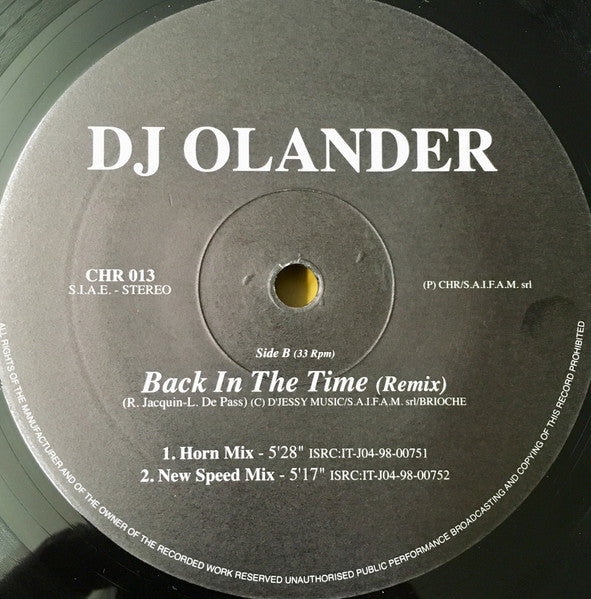 DJ Olander : Back In The Time (Remix) (12")