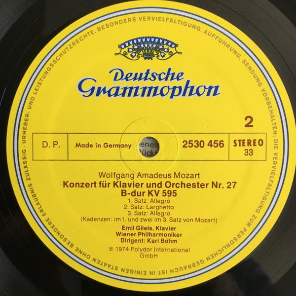 Wolfgang Amadeus Mozart / Emil Gilels, Elena Gilels, Karl Böhm, Wiener Philharmoniker : Klavierkonzert B-dur • Piano Concerto In B Flat Major KV 595 / Konzert Für Zwei Klaviere Es-dur • Concerto For Two Pianos In E Flat Major KV 365 (LP, No )