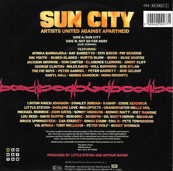 Artists United Against Apartheid : Sun City (7", Single, M/Print)