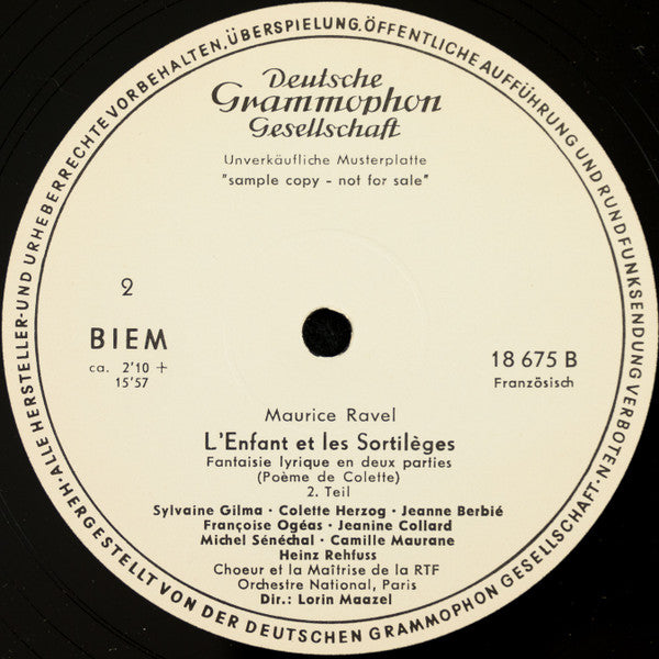 Maurice Ravel - Colette (5), Orchestre National De La R.T.F., Lorin Maazel : L'Enfant Et Les Sortilèges (LP, Mono, Promo)